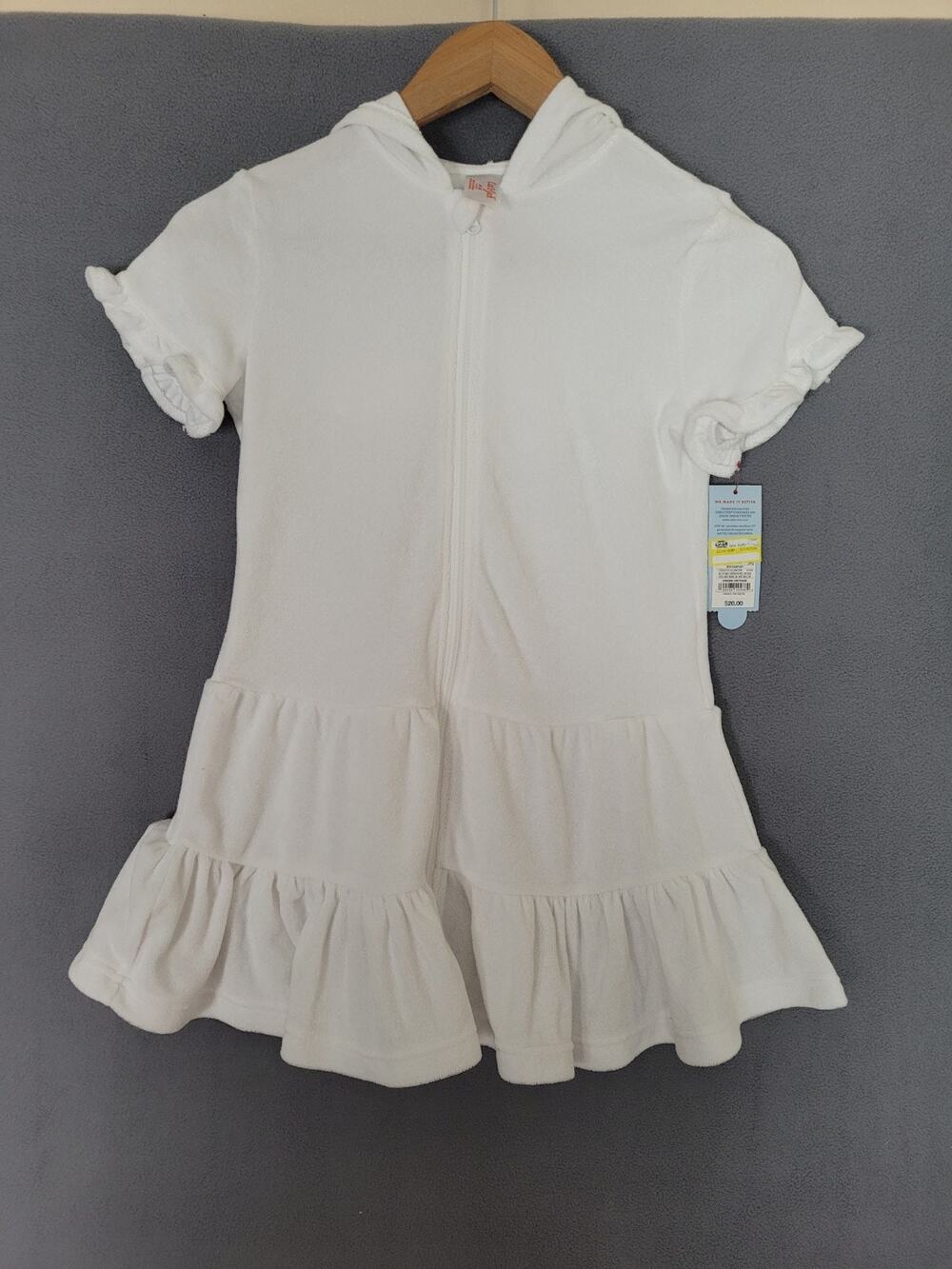 Cat & Jack Girls' Soft Terry Hooded Zip-Up Swimsuit Coverup Size Medium